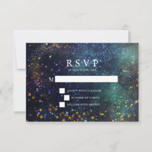 Cartão RSVP de Casamento de Galáxia Celestial Star