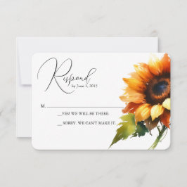 Cartão RSVP de Casamento de Girassol Amarelo