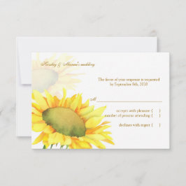 Cartão RSVP de Casamento de Girassol Amarelo