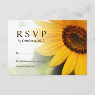 Cartão RSVP de Casamento de Girassol Amarelo