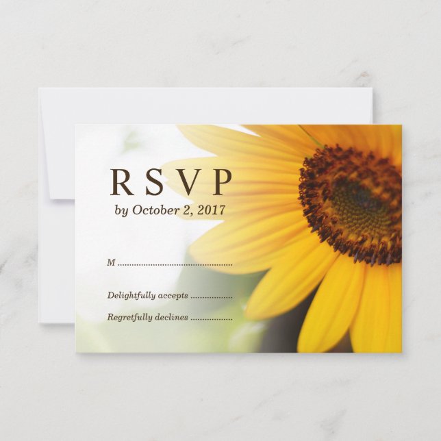 Cartão RSVP de Casamento de Girassol Amarelo (Frente)