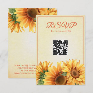 Cartão RSVP de Casamento de Girassol QR