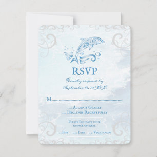 Cartão RSVP de Casamento de Golfinho Azul
