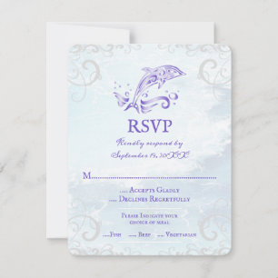 Cartão RSVP de Casamento de Golfinho Roxo