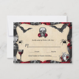 Cartão RSVP de Casamento de Halloween de Vintage G