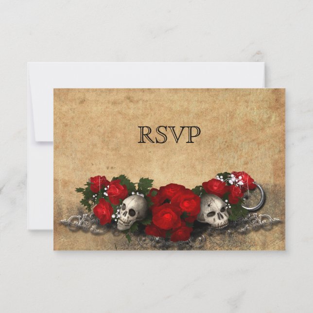 Cartão RSVP de Casamento de Halloween Elegante (Verso)