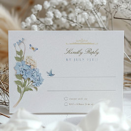 Cartão RSVP de Casamento de Hydrangea Azul Elegant