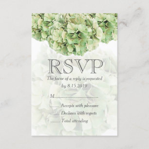 Cartão RSVP de Casamento de Hydrangea Verde