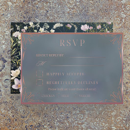 Cartão RSVP de Casamento de Jardim Azul Floral