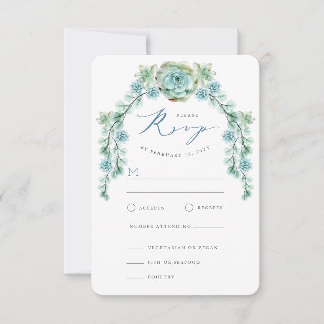 Cartão RSVP de Casamento de Jardim de Aquarela (Frente)