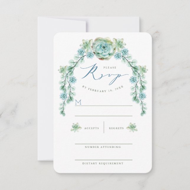 Cartão RSVP de Casamento de Jardim de Aquarela (Frente)