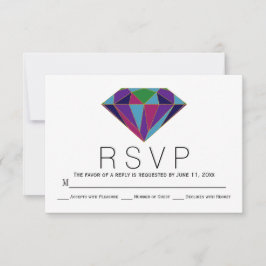Cartão RSVP de casamento de joias de diamante geom