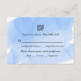 Cartão RSVP de Casamento de Lavagem em Água Azul