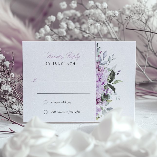Cartão RSVP de Casamento de Lavanda Lilacs (Criador carregado)