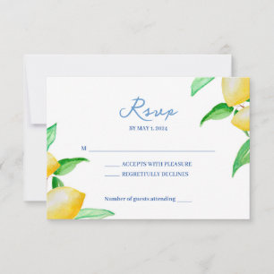 Cartão RSVP de Casamento de Limão de Aquarela Medi
