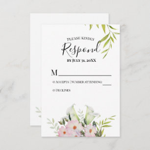 Cartão RSVP de Casamento de Lírios Calla Branco de