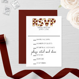Cartão RSVP de Casamento de Luzes Marquee