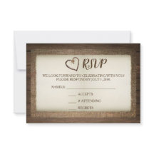 Cartão RSVP de Casamento de Madeira, Burlap e Twin