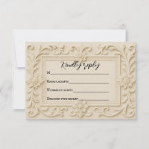Cartão RSVP de Casamento de Marble Veil