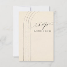 Cartão RSVP de Casamento de Marfim Minimalista