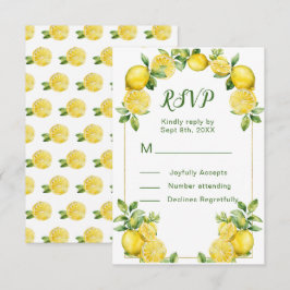 Cartão RSVP de Casamento de Moldura de Lemon Green