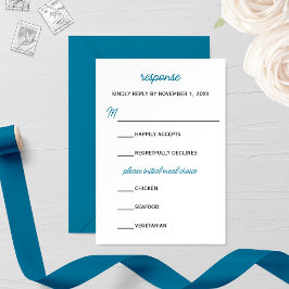 Cartão RSVP de Casamento de Neve Azul Minimalista