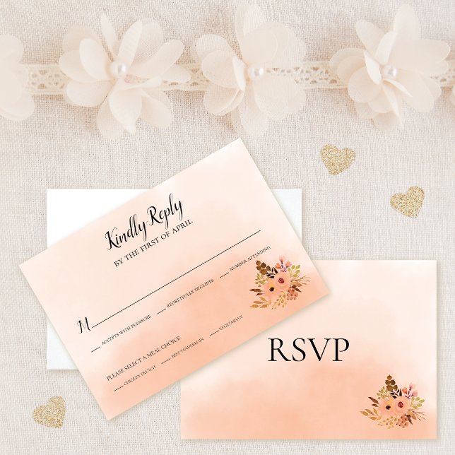 Cartão RSVP de Casamento de Ombre de Peach Delight (Criador carregado)