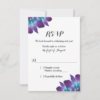 Cartão RSVP de Casamento de Orquídea de Dendrobium
