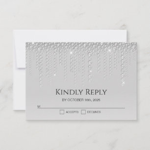 Cartão RSVP de Casamento de Ouros de Prata Elegant