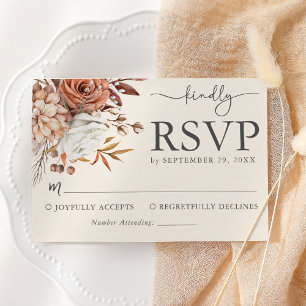 Cartão RSVP de Casamento de outono Russo Elegante