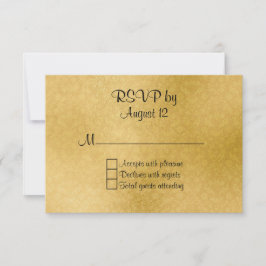 Cartão RSVP de Casamento de Padrão Dourado