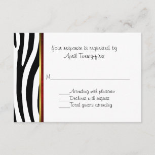 Cartão RSVP de Casamento de Padrão Zebra Moda