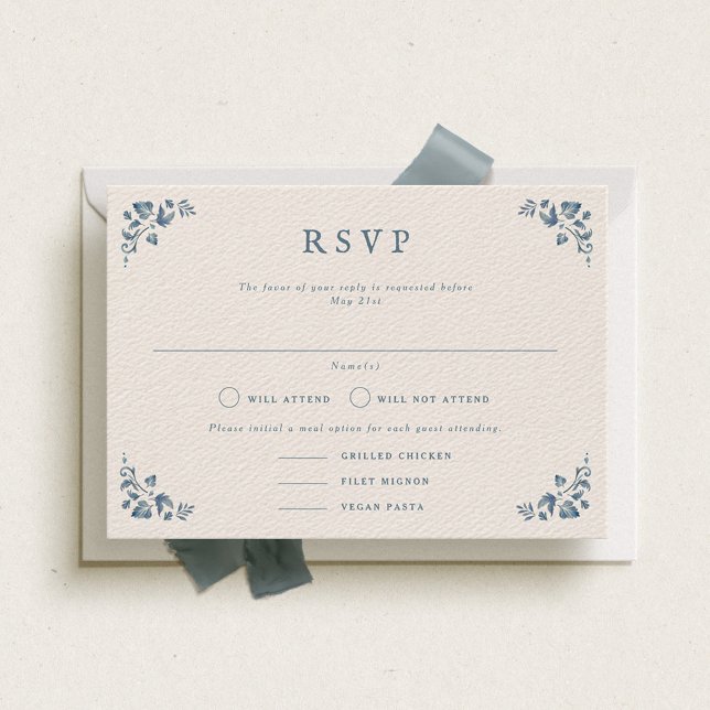 Cartão RSVP de Casamento de Paisagem Formal Victor (Criador carregado)
