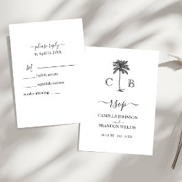 Cartão RSVP de Casamento de Palm Beach Elegante Mo