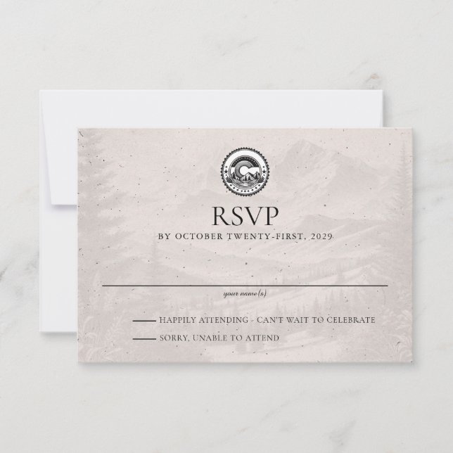 Cartão RSVP de Casamento de Passaporte do Colorado (Frente)