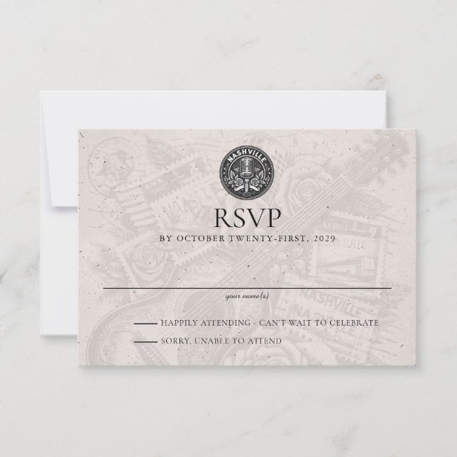 Cartão RSVP de Casamento de Passaporte Nashville (Frente)