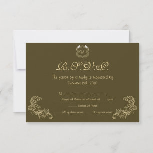 Cartão RSVP de Casamento de Pássaros Marrom/Creme