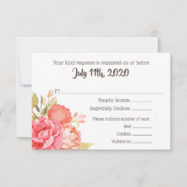 Cartão RSVP de Casamento de Pastel Watercolor Flor