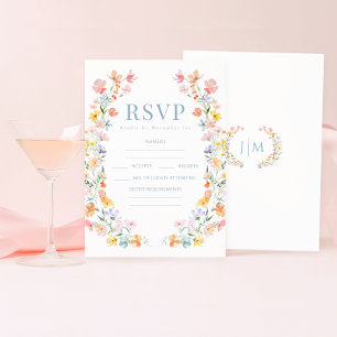 Cartão RSVP de Casamento de Pastel Wildflower Colo