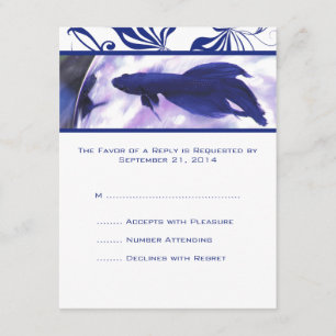 Cartão RSVP de Casamento de Peixes Betta Azul