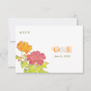 Cartão RSVP de Casamento de Peony Monogrammed