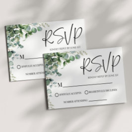 Cartão RSVP de Casamento de Planta Eucalyptus Verd
