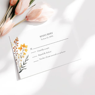 Cartão RSVP de Casamento de Prado de Flor Selvagem