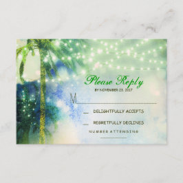 cartão RSVP de casamento de praia