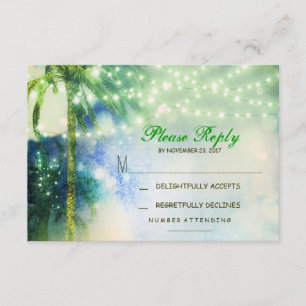 cartão RSVP de casamento de praia