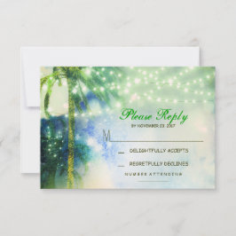 cartão RSVP de casamento de praia