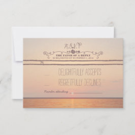 cartão RSVP de casamento de praia