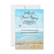 Cartão RSVP de casamento de praia