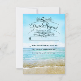 Cartão RSVP de casamento de praia