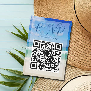 Cartão RSVP de Casamento de Praia de Foto de Ondas
